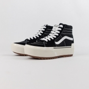 VANS SK8-HI STACKED SUEDE  SCARPE NERE CON DETTAGLI BIANCHI UNISEX