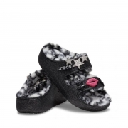 CROCS CLASSIC COZZZY DISCO GLITTER SANDALI NERI BAMBINA